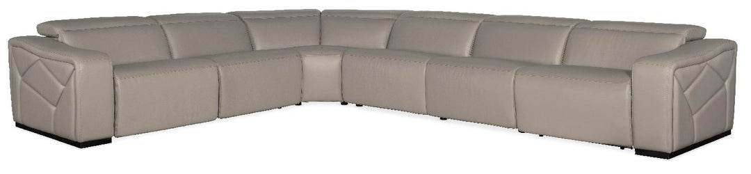 American Home Furniture | Hooker Furniture - Opal 6 Piece Sectional with 3 Power Recliners & Power Headrest