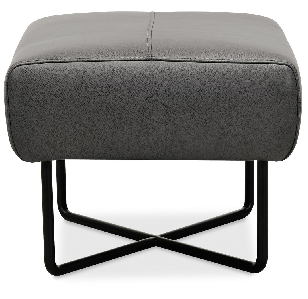 American Home Furniture | Hooker Furniture - Efron Ottoman with Black Metal Base