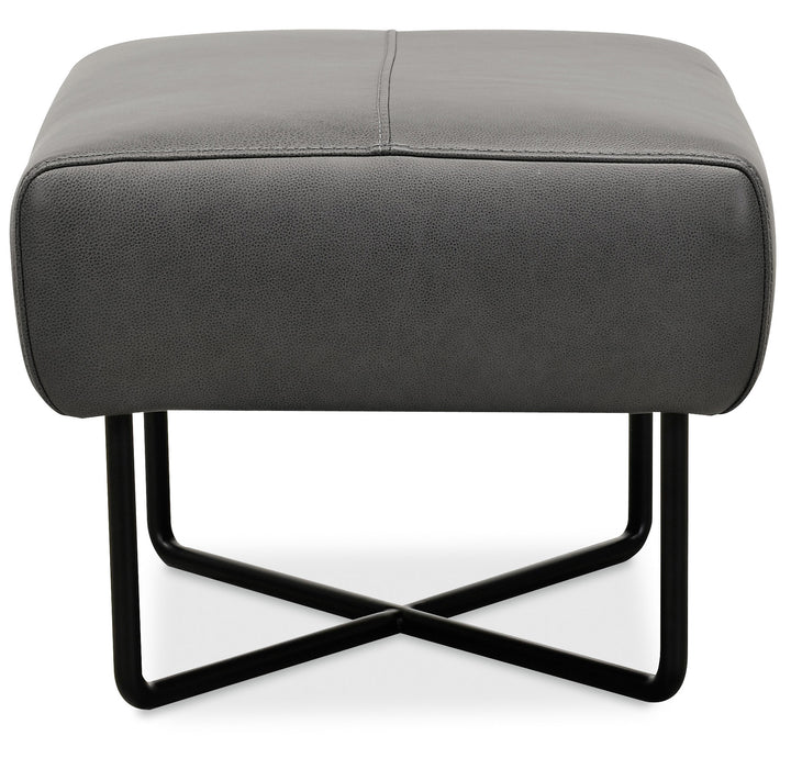 American Home Furniture | Hooker Furniture - Efron Ottoman with Black Metal Base