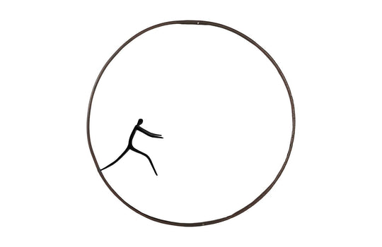Phillips Collection Olympic Figure in Iron Ring, Black, Rust, Style D WALL ACCENTS