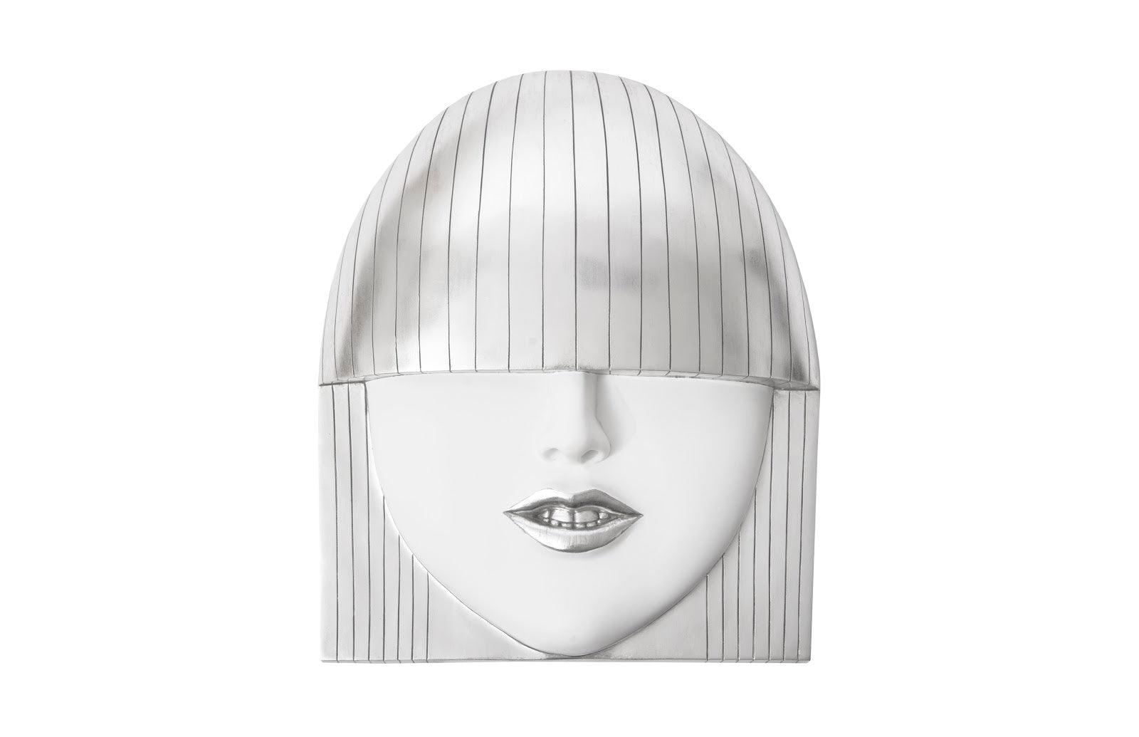 Phillips Collection Fashion Faces Wall Art, Large, Smile, White and Silver Leaf WALL ACCENTS