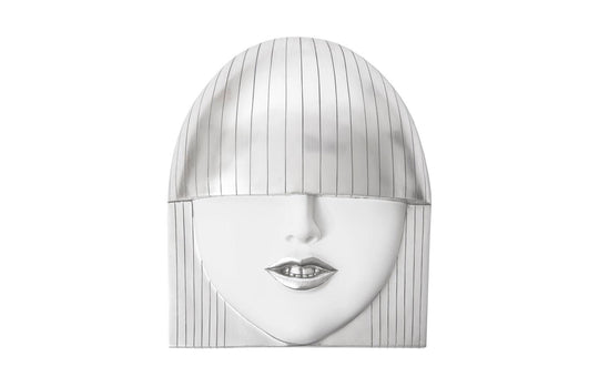 Phillips Collection Fashion Faces Wall Art, Large, Smile, White and Silver Leaf WALL ACCENTS