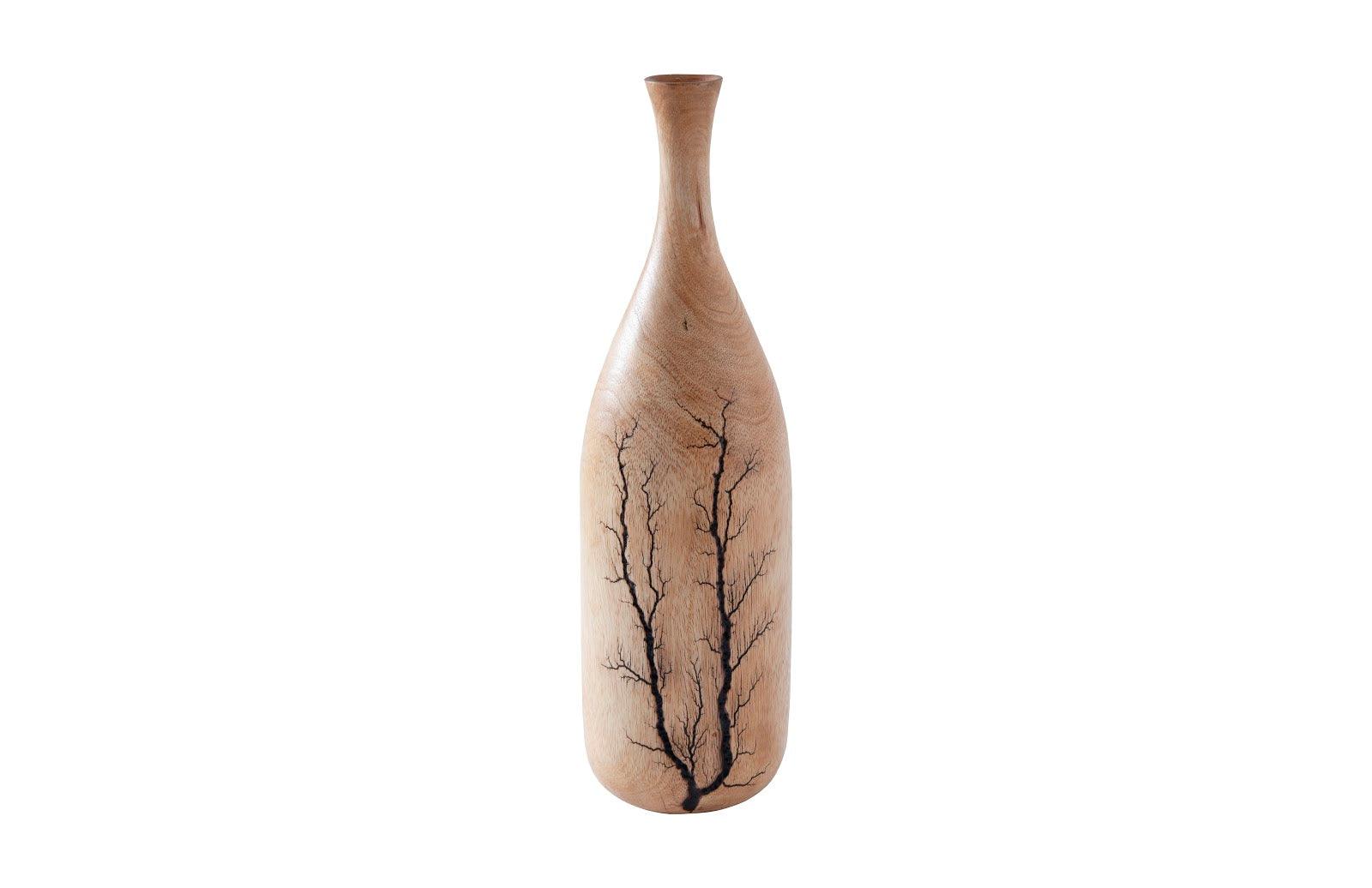 Phillips Collection Lightning Bottle, Mango Wood, Curved Neck VASES, JARS, + BOTTLES