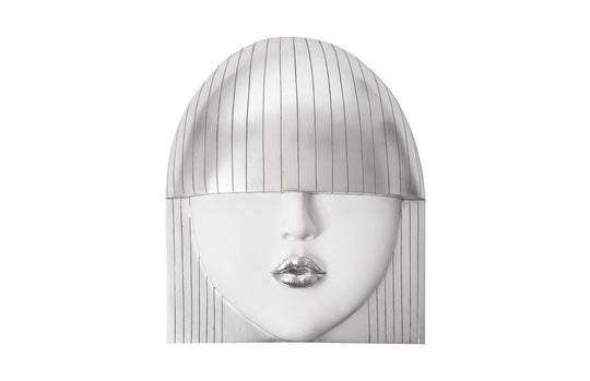 Phillips Collection Fashion Faces Wall Art, Large, Kiss, White and Silver Leaf WALL ACCENTS