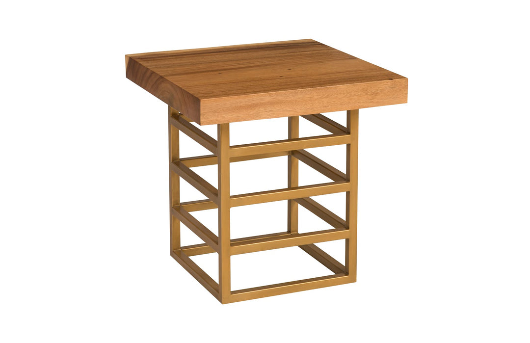 Ladder Side Table, Suar Wood, Natural/Brass Finish - Phillips Collection - AmericanHomeFurniture