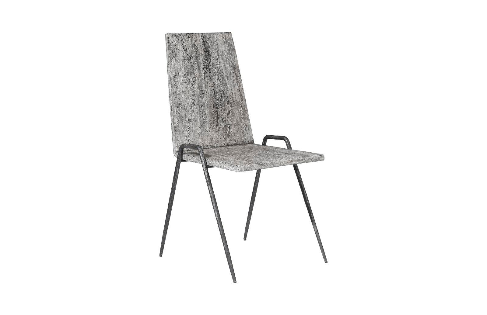 Phillips Collection Forged Leg Dining Chair, Chamcha Wood, Gray Stone Finish, Metal - Set of 2 DINING CHAIRS