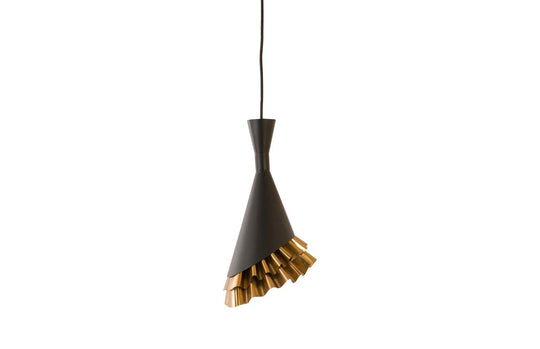 Phillips Collection Ruffle Pendant Lamp, Black/Brass PENDANT LIGHTING
