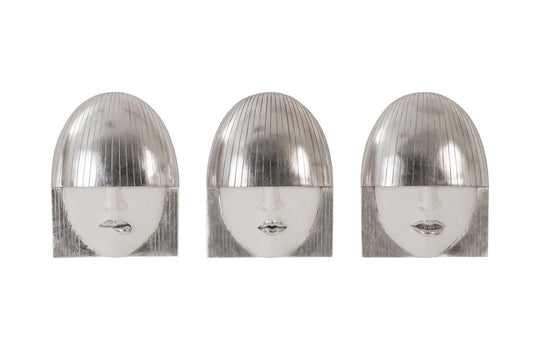 Phillips Collection Fashion Faces Wall Art, Small, White and Silver Leaf, Set of 3 WALL ACCENTS