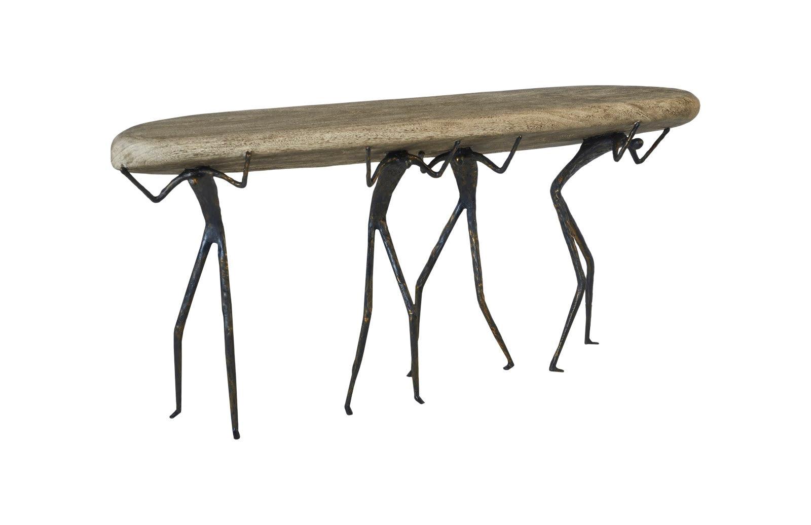 Phillips Collection Atlas Console Table, Gray Stone Finish, Metal CONSOLE TABLES