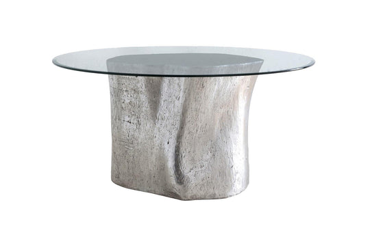 Phillips Collection Log Dining Table, 60" Glass Top, Silver Leaf DINING TABLES