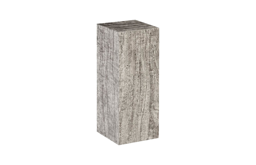 Origins Pedestal, Medium, Mitered Chamcha Wood, Gray Stone Finish - Phillips Collection - AmericanHomeFurniture