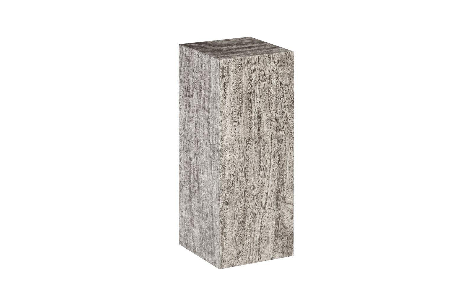 Phillips Collection Origins Pedestal, Medium, Mitered Chamcha Wood, Gray Stone Finish ACCENT TABLES