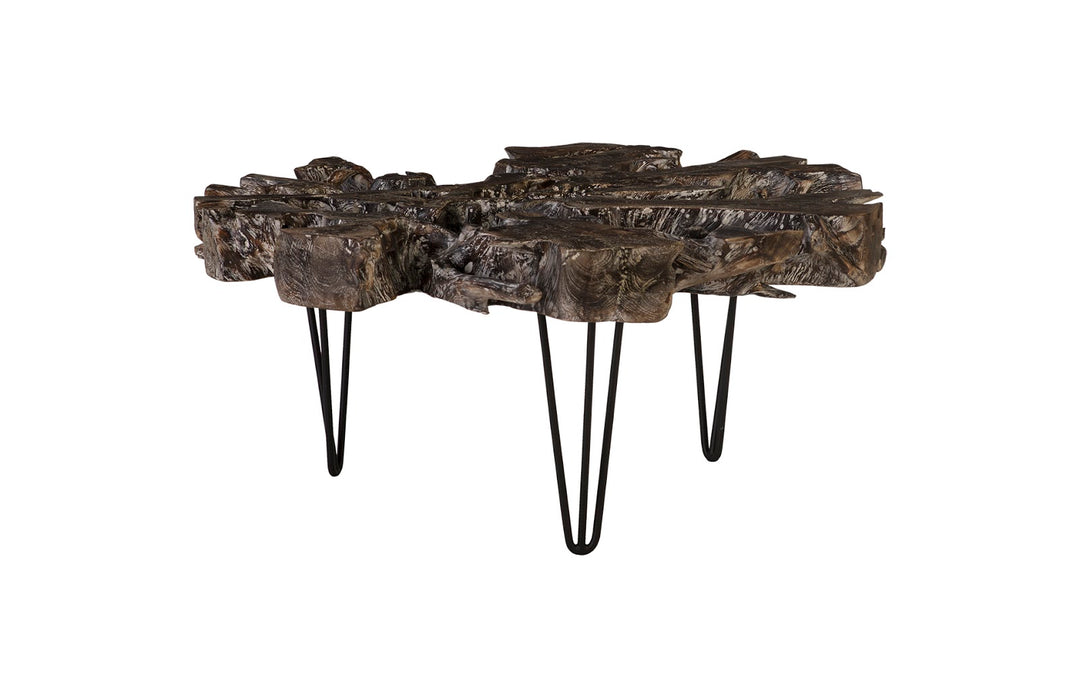 Round Top Coffee Table, Black Wash Finish - Phillips Collection - AmericanHomeFurniture