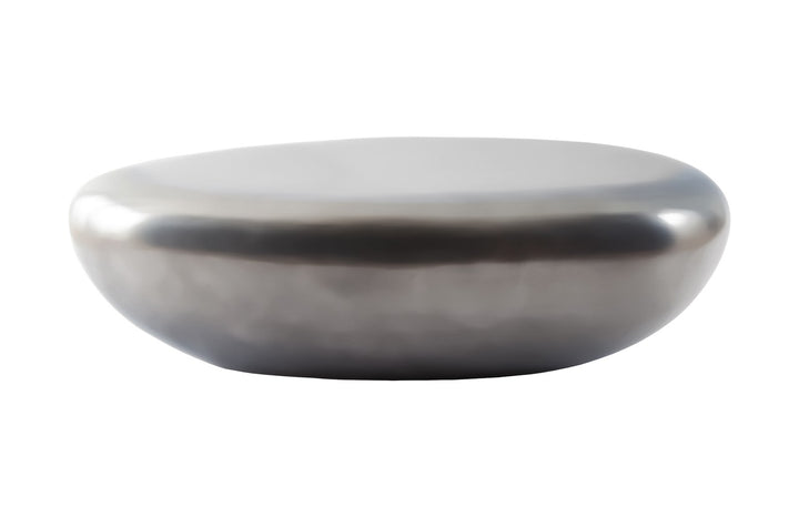 River Stone Coffee Table, Large, Resin, Polished Aluminum Finish - Phillips Collection - AmericanHomeFurniture