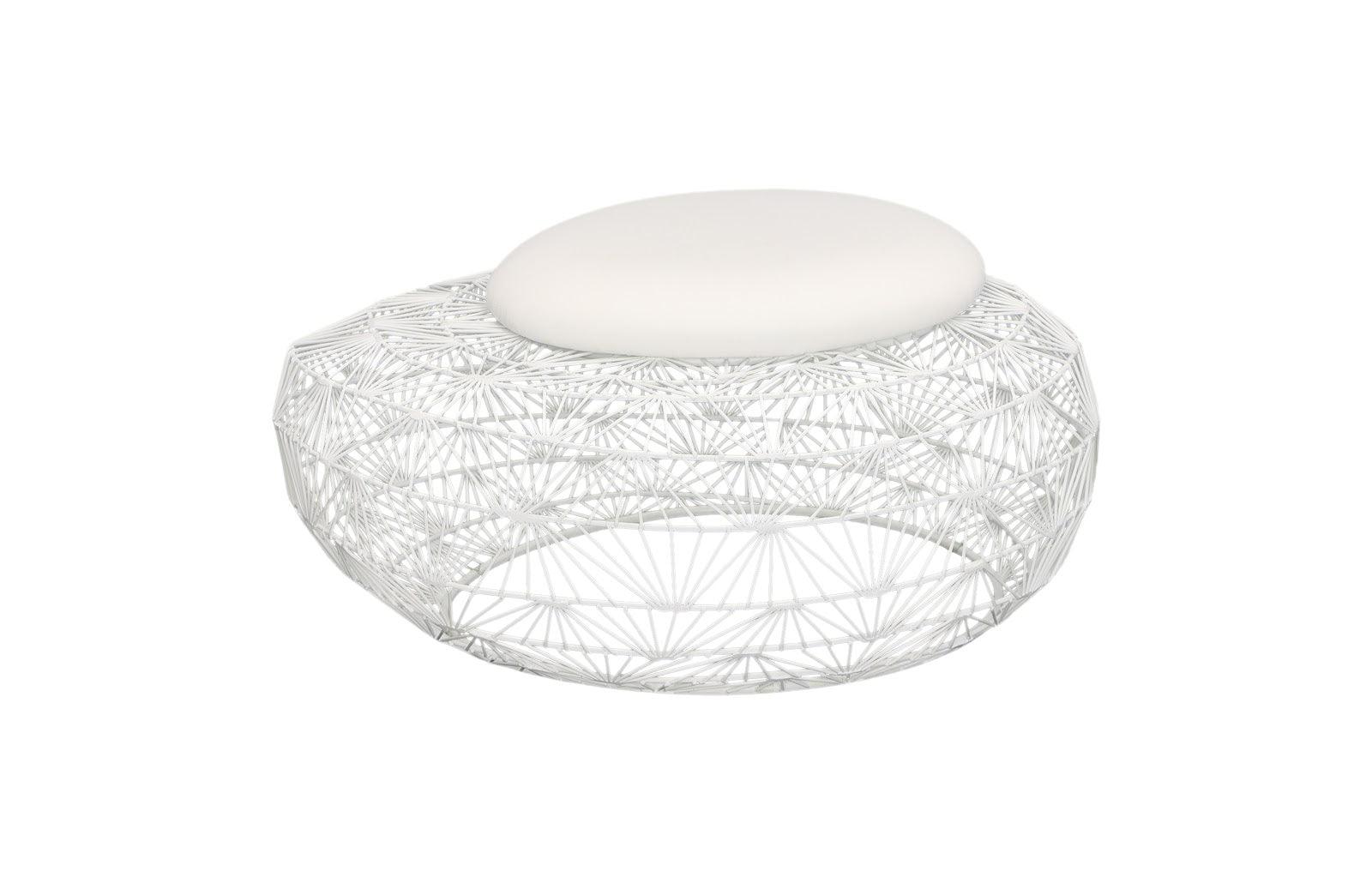 Phillips Collection Wire Mesh Stone Stool with Cushion, SM OTTOMANS, POUFS, + STOOLS