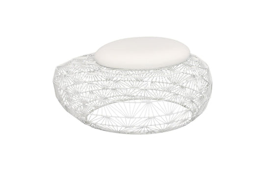 Phillips Collection Wire Mesh Stone Stool with Cushion, SM OTTOMANS, POUFS, + STOOLS