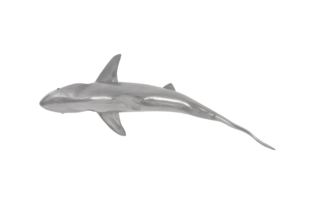 Whaler Shark Fish Wall Sculpture, Resin, Polished Aluminum Finish - Phillips Collection - AmericanHomeFurniture