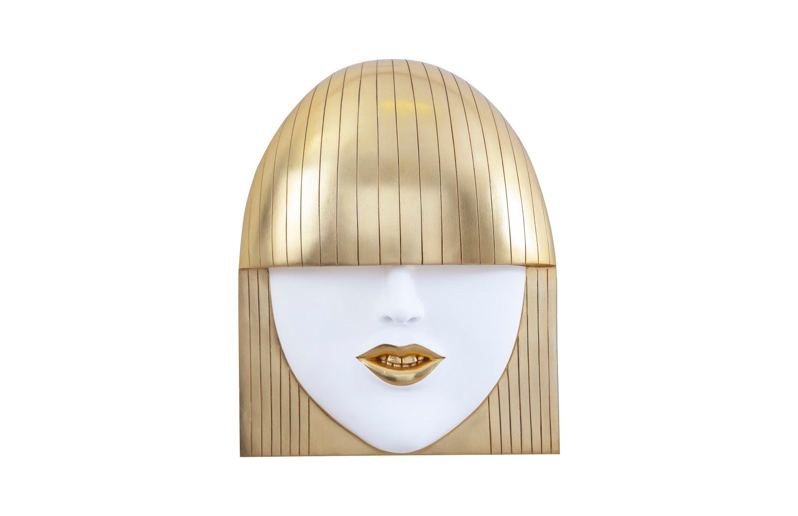 Phillips Collection Fashion Faces Wall Art, Large, Smile, White and Gold Leaf WALL ACCENTS