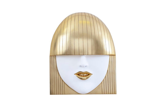 Phillips Collection Fashion Faces Wall Art, Large, Smile, White and Gold Leaf WALL ACCENTS