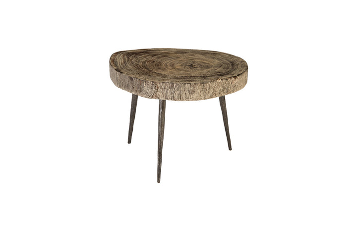 Crosscut Coffee Table, Gray Stone, Forged Legs - Phillips Collection - AmericanHomeFurniture