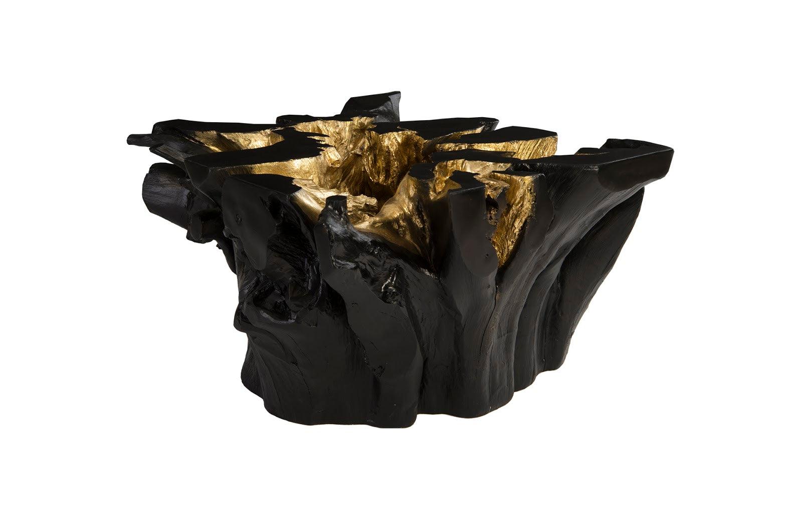 Phillips Collection Noir Cast Root Coffee Table, Black, Gold Leaf COFFEE TABLES