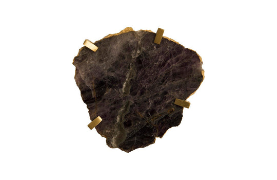 Phillips Collection Gem Wall Tile in Brass Setting, Purple Quartz WALL ACCENTS