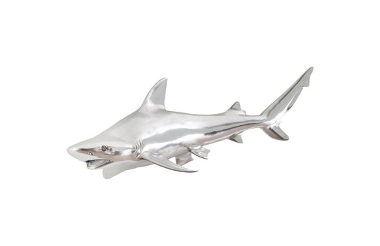 Phillips Collection Black Tip Reef Shark Wall Sculpture, Resin, Silver Leaf WALL ACCENTS