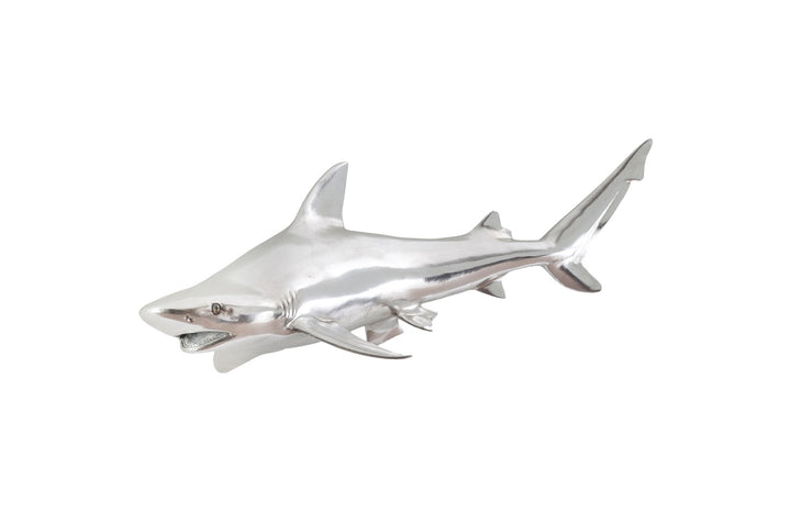 Black Tip Reef Shark Wall Sculpture, Resin, Silver Leaf - Phillips Collection - AmericanHomeFurniture