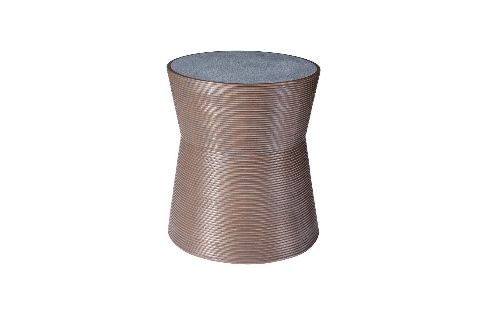 Phillips Collection Kono Side Table, Resin, Bronze Finish, Concrete Composite Top ACCENT TABLES