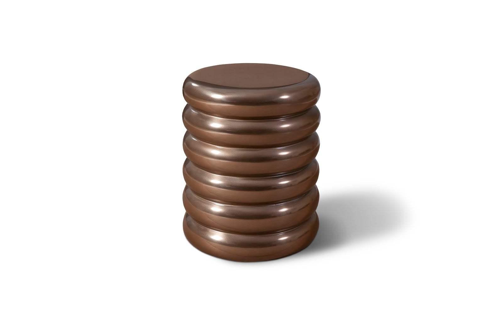 Phillips Collection Ribbed Stool, Polished Bronze OTTOMANS, POUFS, + STOOLS
