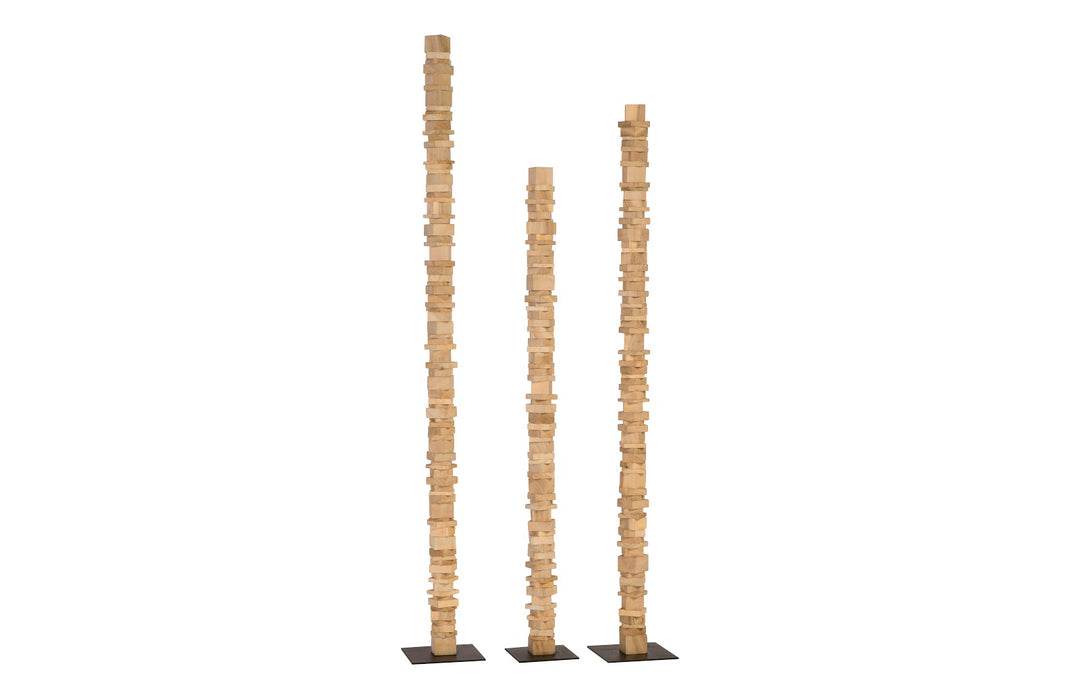 Stacked Wood Floor Sculptures, Bleached, Set of 3 - Phillips Collection - AmericanHomeFurniture