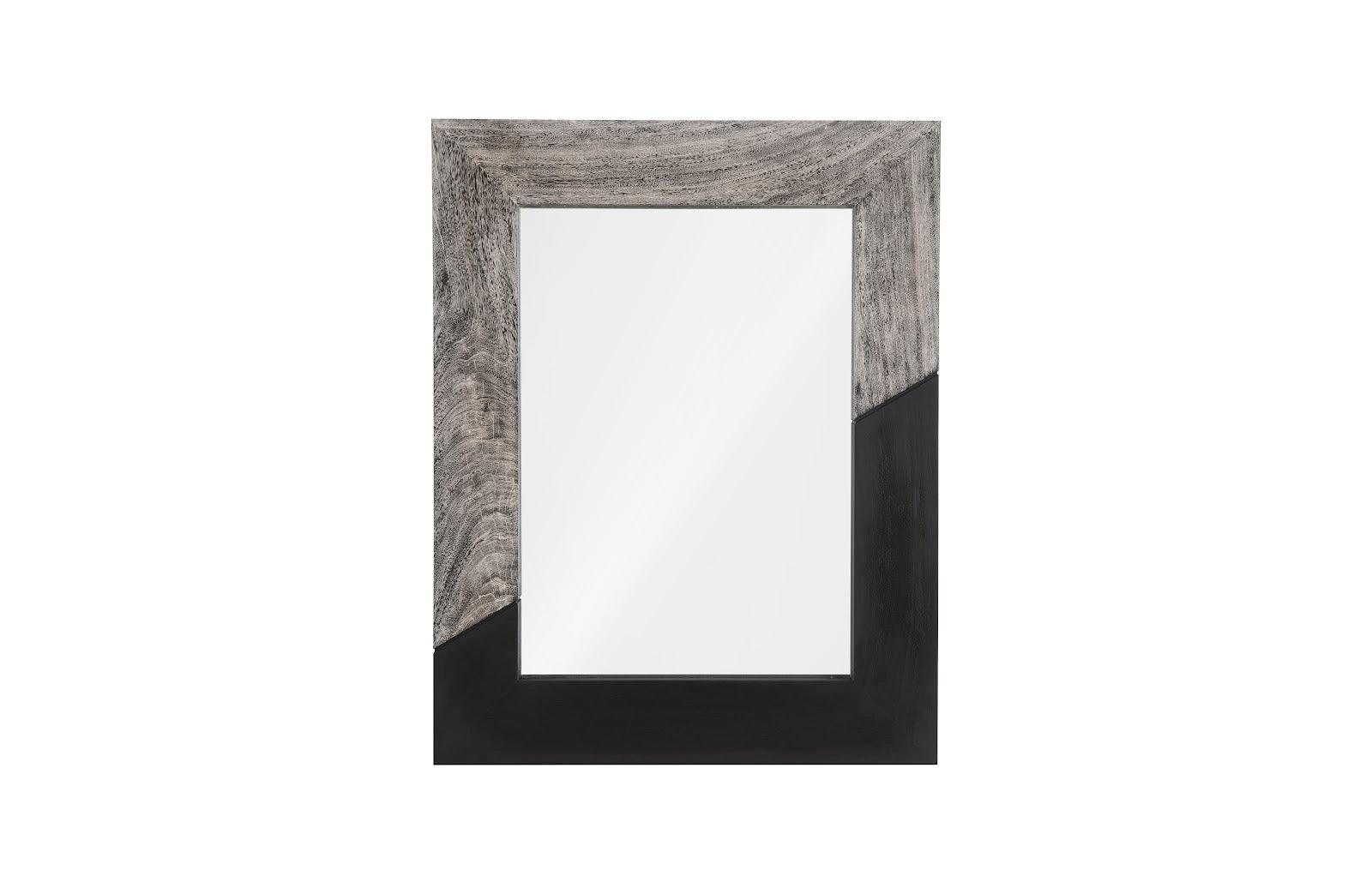 Phillips Collection Geometry Wood Mirror, Gray Stone, Black WALL MIRRORS