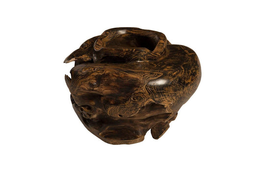 Phillips Collection Teak Planter, Black, Brown PLANTERS