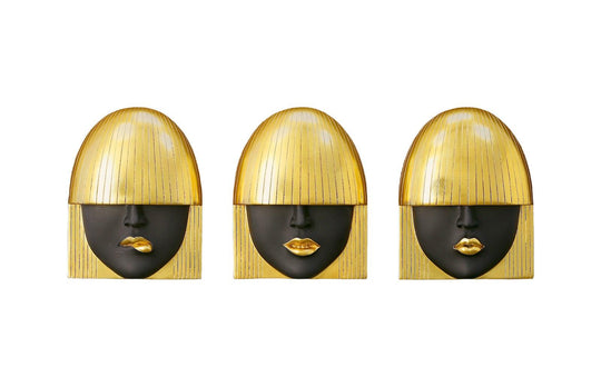 Phillips Collection Fashion Faces Wall Art, Small, Black and Gold Leaf, Set of 3 WALL ACCENTS