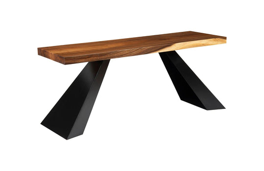 Phillips Collection Tapered Wood Console, Black Metal Legs CONSOLE TABLES