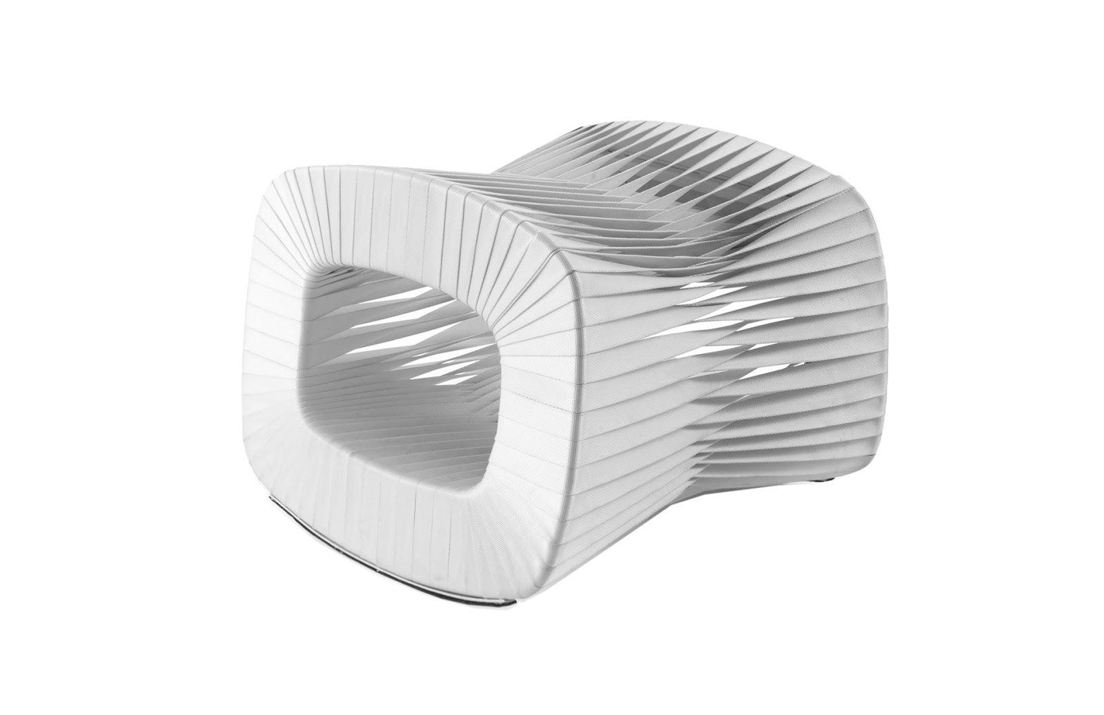 Phillips Collection Seat Belt Ottoman, White OTTOMANS, POUFS, + STOOLS