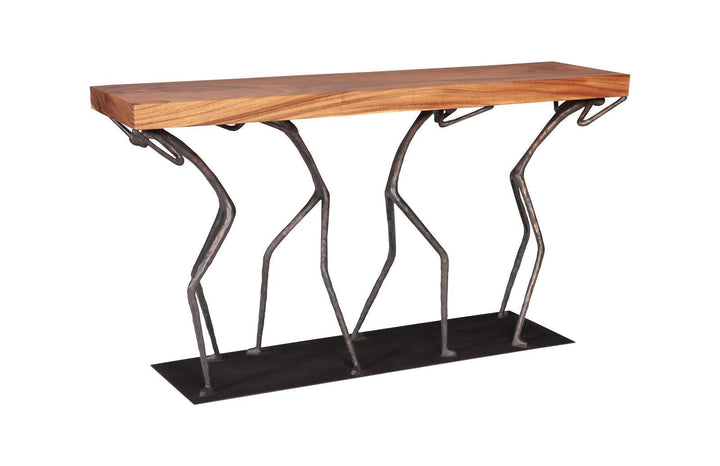 Atlas Console Table, Chamcha Wood, Natural, Metal - Phillips Collection - AmericanHomeFurniture
