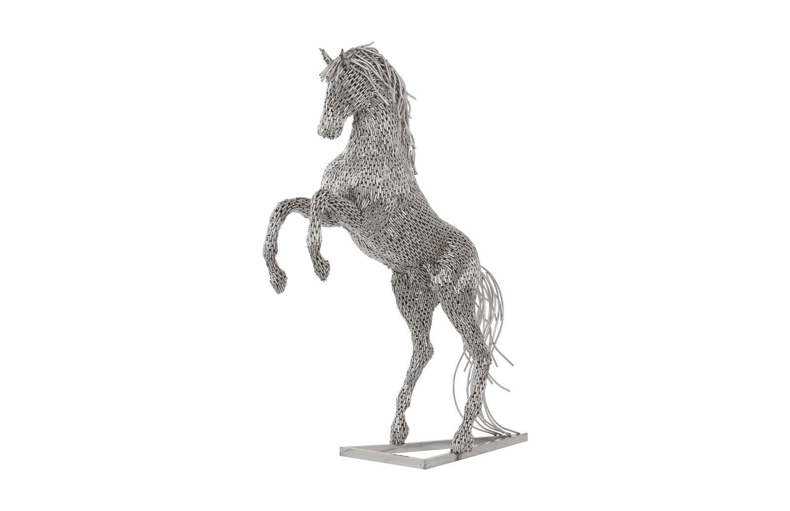 Phillips Collection Horse Pipe Sculpture, Rearing, Stainless Steel DECORATIVE OBJECTS