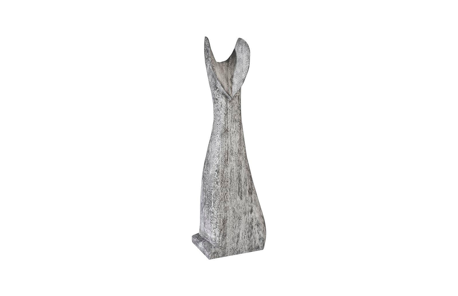 Phillips Collection Cat Sculpture, Small, Chamcha Wood, Gray Stone Finish DECORATIVE OBJECTS