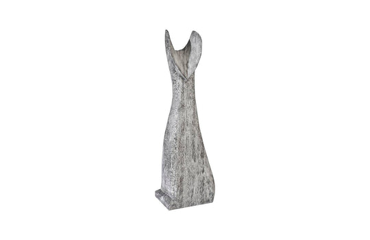 Phillips Collection Cat Sculpture, Small, Chamcha Wood, Gray Stone Finish DECORATIVE OBJECTS