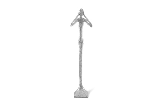 Phillips Collection Hear No Evil Skinny Sculpture, Silver Leaf, LG DECORATIVE OBJECTS