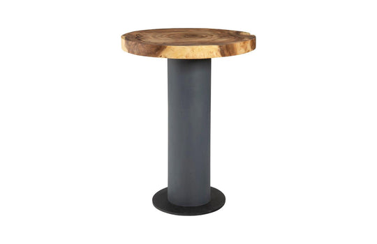 Phillips Collection Concrete Bar Table, Chamcha Wood Top BAR + BAR CARTS