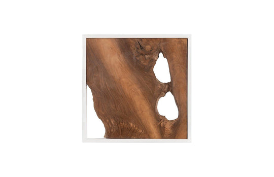 Phillips Collection Framed Slice Wall Tile, Teak Wood, White Frame WALL ACCENTS