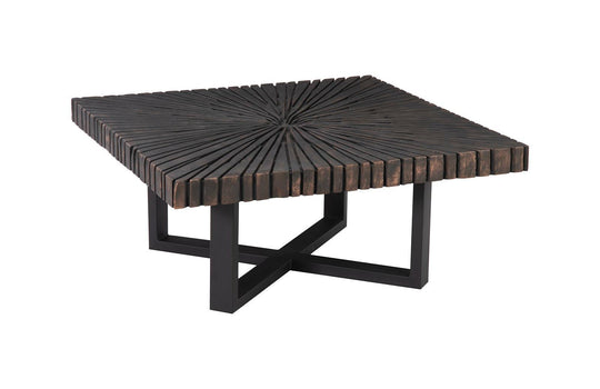 Phillips Collection Chainsaw Coffee Table, Square, Black Iron Cross Base, Black/Copper COFFEE TABLES