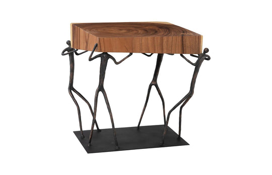 Phillips Collection Atlas Side Table, Chamcha Wood/Metal, Natural ACCENT TABLES