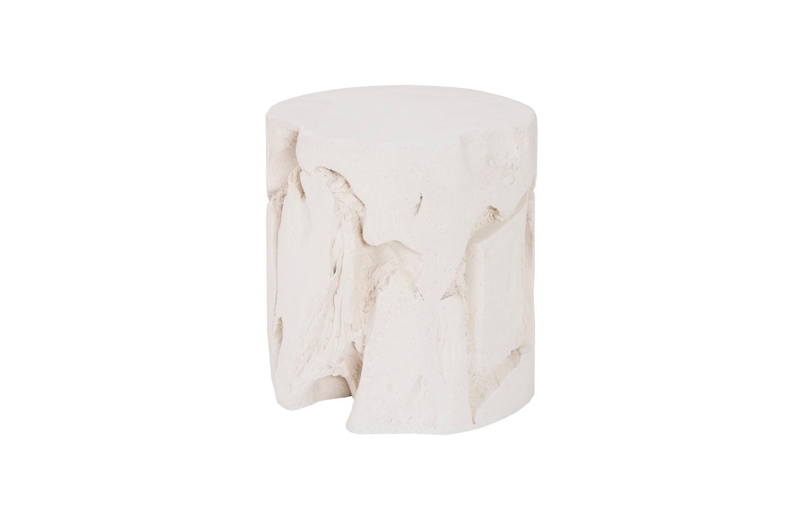 Phillips Collection Slice Stool, Round, White Stone OTTOMANS, POUFS, + STOOLS