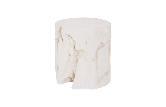 Phillips Collection Slice Stool, Round, White Stone OTTOMANS, POUFS, + STOOLS