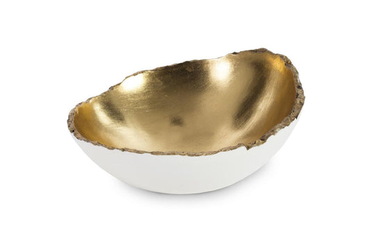 Phillips Collection Broken Egg Bowl, White and Gold Leaf DECORATIVE TRAYS, PLATES, + BOWLS