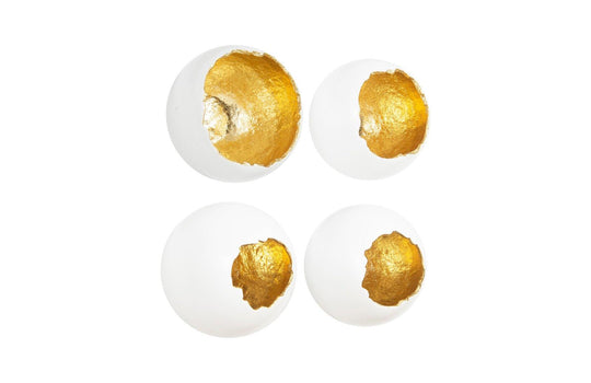 Phillips Collection Broken Egg Wall Art, White and Gold Leaf, Set of 4 WALL ACCENTS