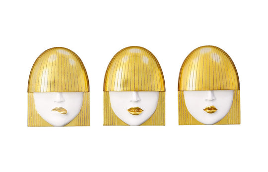 Phillips Collection Fashion Faces Wall Art, Small, White and Gold Leaf, Set of 3 WALL ACCENTS